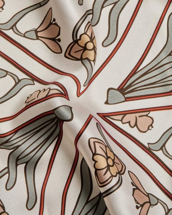 strawberry Silk Square Scarf - Geometric Vanilla/Sage