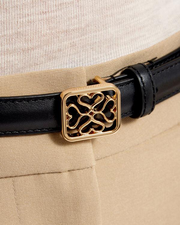 Strawberry Strathberry Monogram Thin Buckle Belt - Black