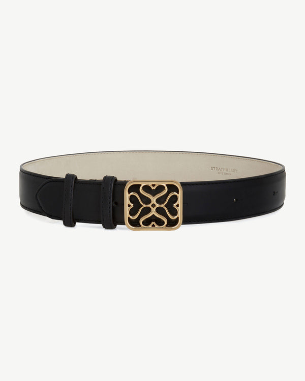 Strawberry Strathberry Monogram Wide Buckle Belt - Black