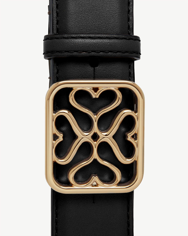 Strawberry Strathberry Monogram Wide Buckle Belt - Black