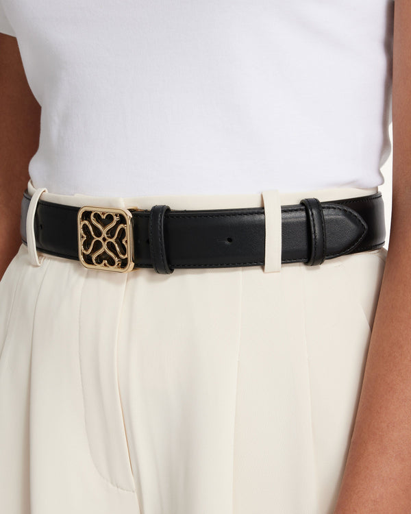 Strawberry Strathberry Monogram Wide Buckle Belt - Black