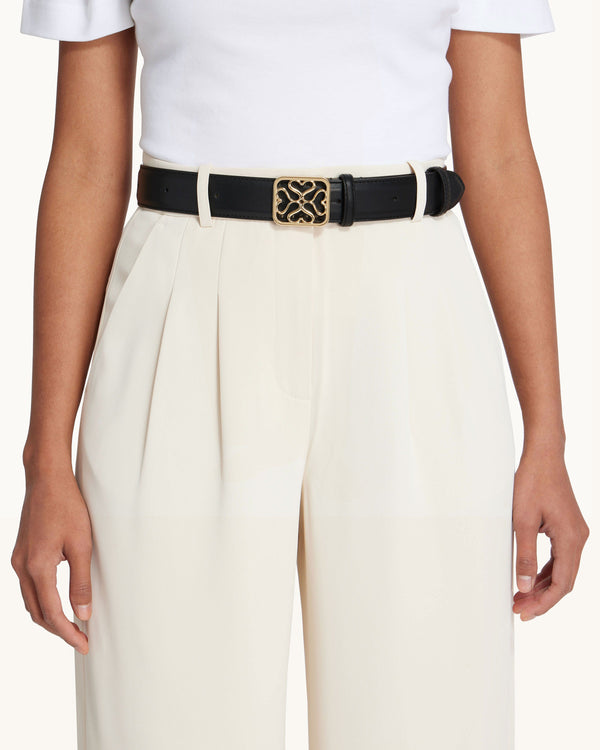 strawberry Strathberry Monogram Wide Buckle Belt - Black