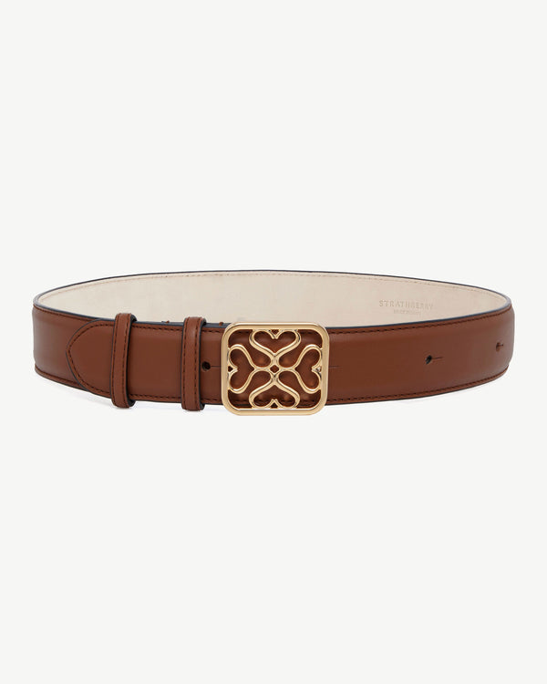 Strawberry Strathberry Monogram Wide Buckle Belt - Tan