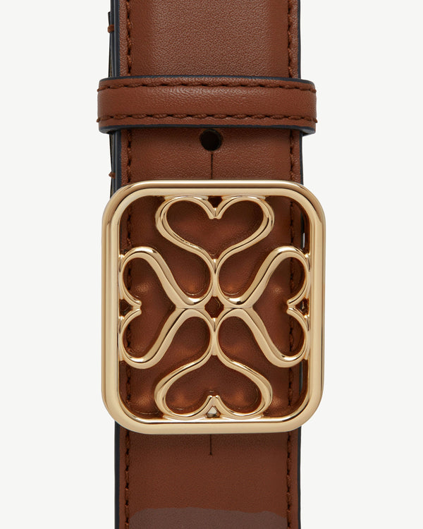 Strawberry Strathberry Monogram Wide Buckle Belt - Tan