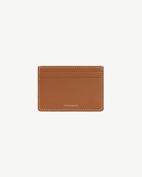 Strawberry Cardholder - Tan With Vanilla Stitch
