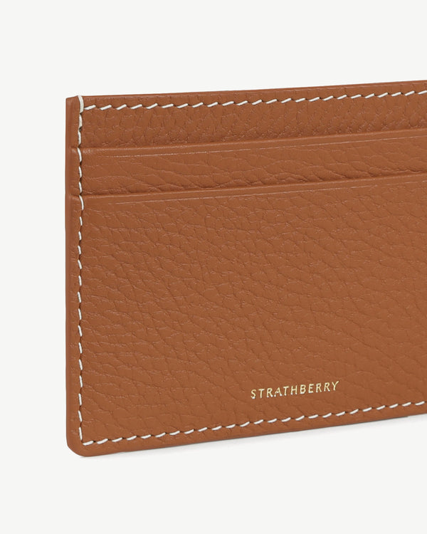strawberry Cardholder - Tan with Vanilla Stitch