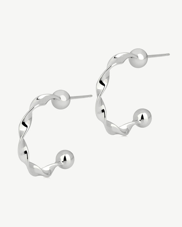 Strawberry Crescent Twisted Hoop - Sterling Silver
