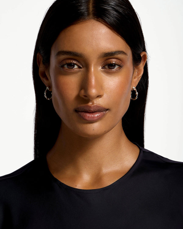 Strawberry Crescent Twisted Hoop - Sterling Silver