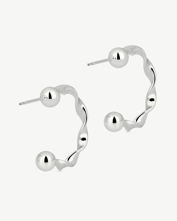 Strawberry Crescent Twisted Hoop - Sterling Silver