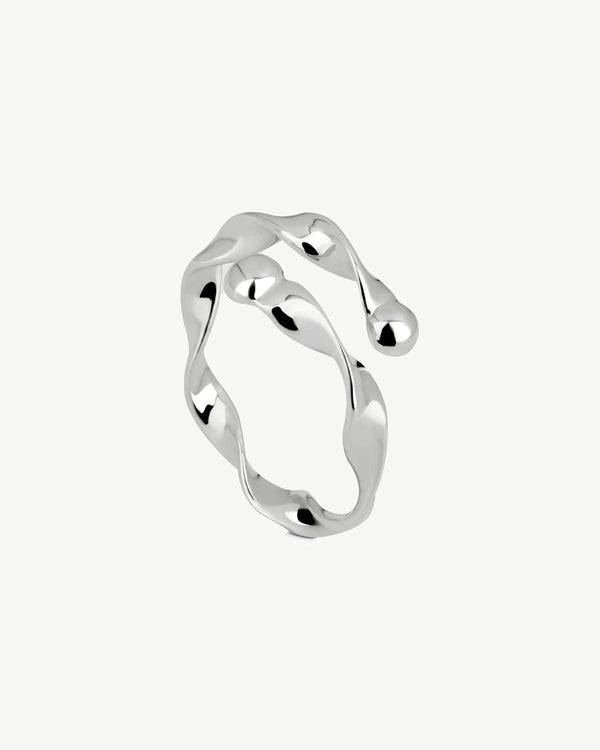 Strawberry Crescent Twisted Ring - Sterling Silver