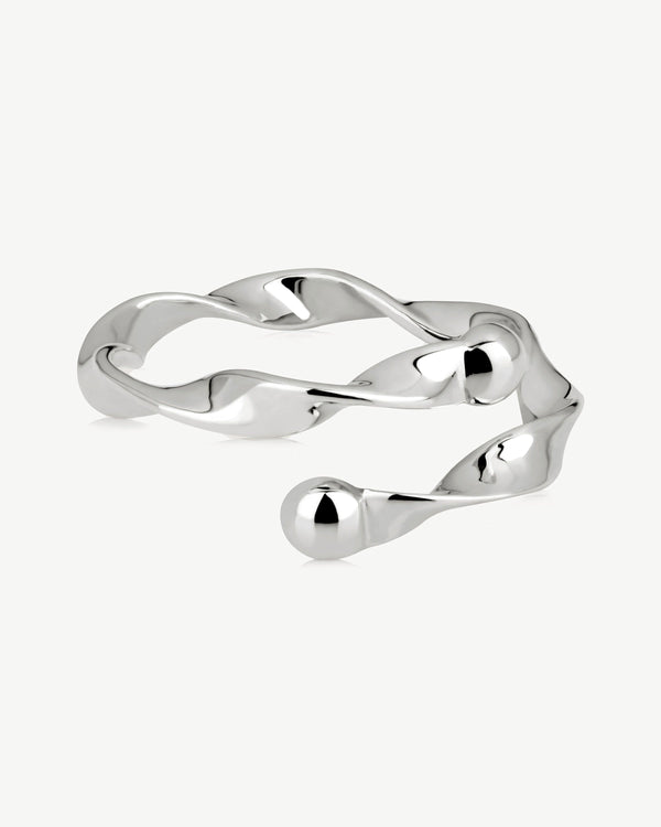 Strawberry Crescent Twisted Ring - Sterling Silver