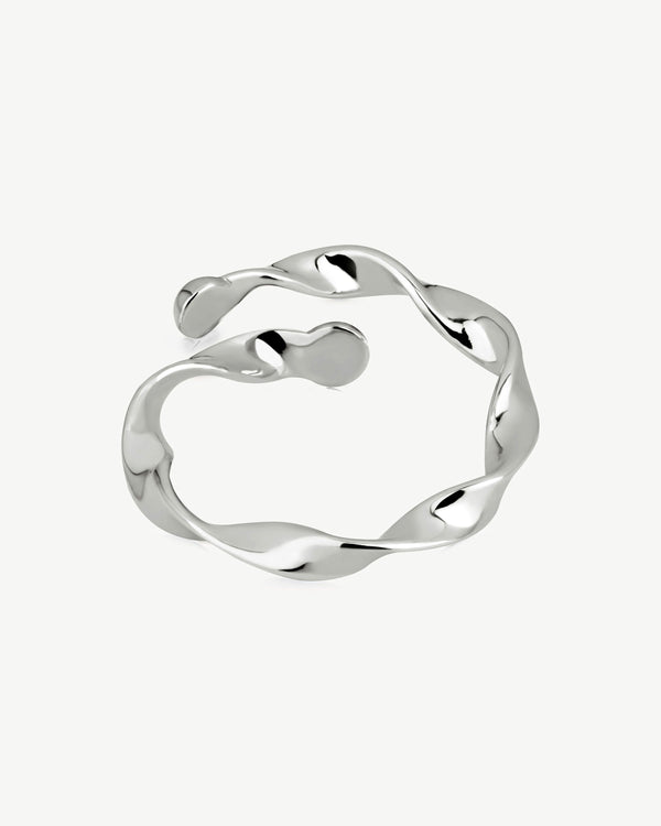 Strawberry Crescent Twisted Ring - Sterling Silver
