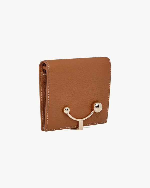 Strawberry Crescent Wallet - Tan With Vanilla Stitch