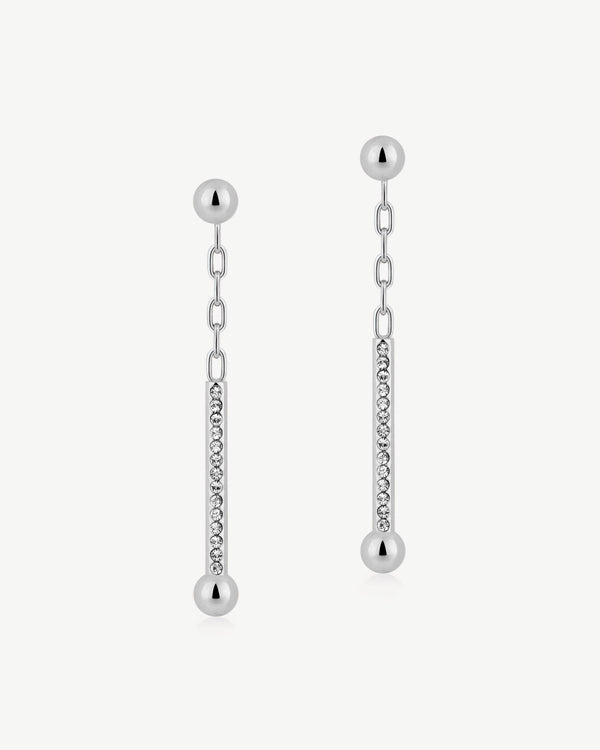 Strawberry Crystal Music Drop Earrings - Silver