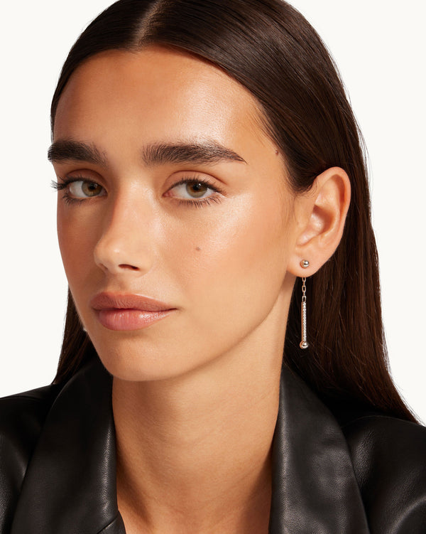 strawberry Crystal Music Drop Earrings - Silver