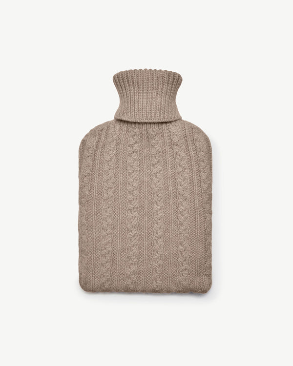 Strawberry Glow Hot Water Bottle - Oat Cable Knit