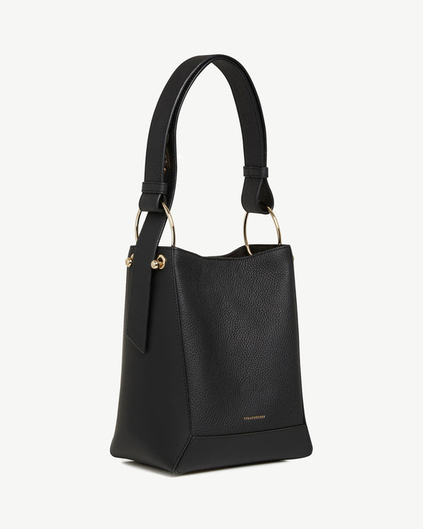 Strawberry Lana Midi Bucket Bag - Black