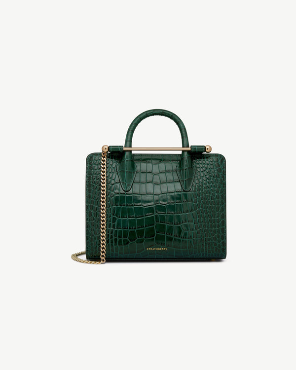 Strawberry Mini Tote - Croc-Embossed Bottle Green
