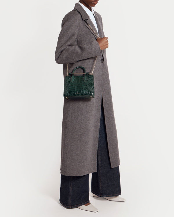 strawberry Mini Tote - Croc-Embossed Bottle Green