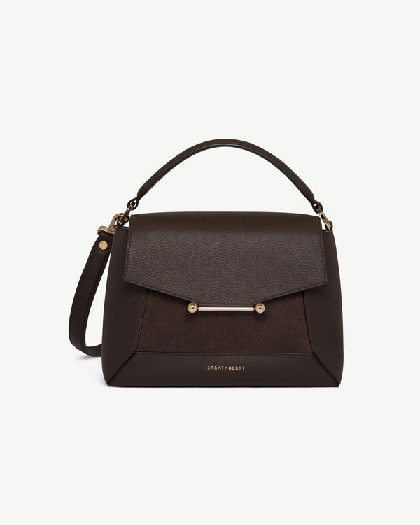 Strawberry Mosaic Bag - Dark Chocolate Suede/Leather
