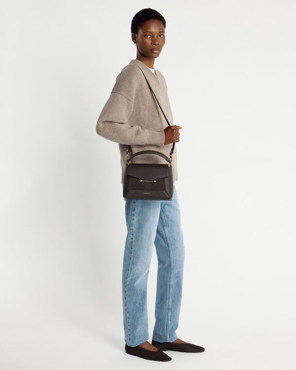 strawberry Mosaic Bag - Dark Chocolate Suede/Leather