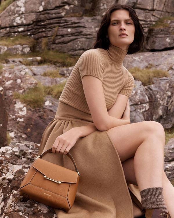 strawberry Mosaic Bag - Tan with Vanilla Stitch