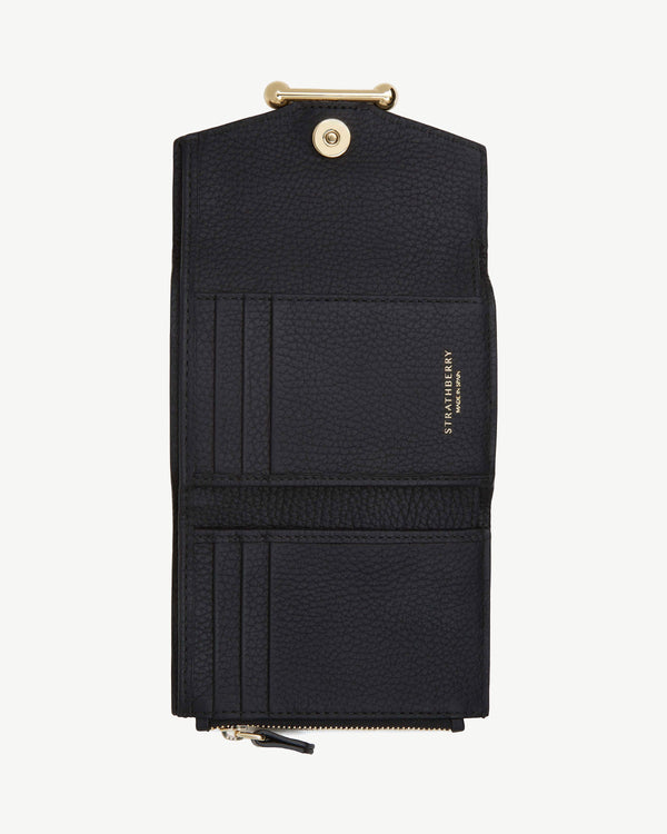 strawberry Mosaic Trifold Wallet - Black