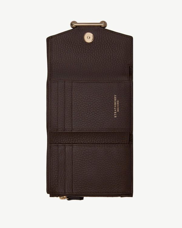 strawberry Mosaic Trifold Wallet - Espresso