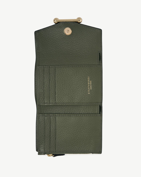 strawberry Mosaic Trifold Wallet - Pine Green