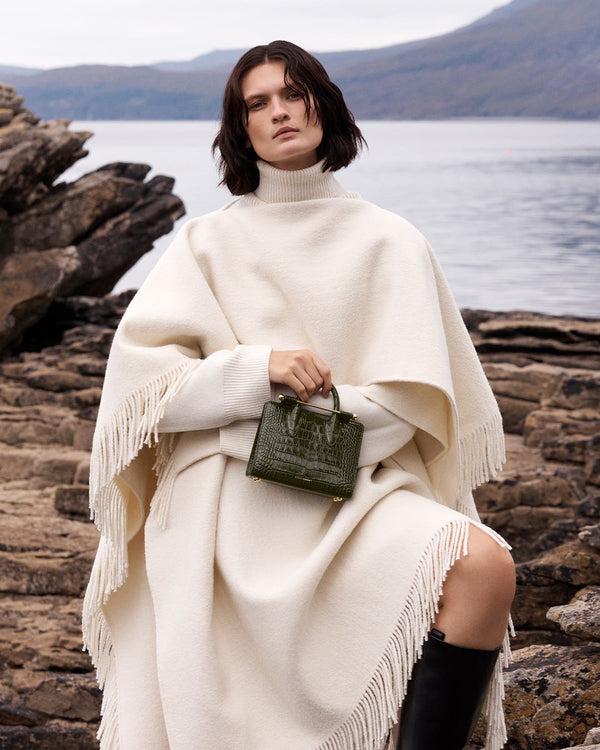 strawberry Nano Tote - Croc-Embossed Leather Forest