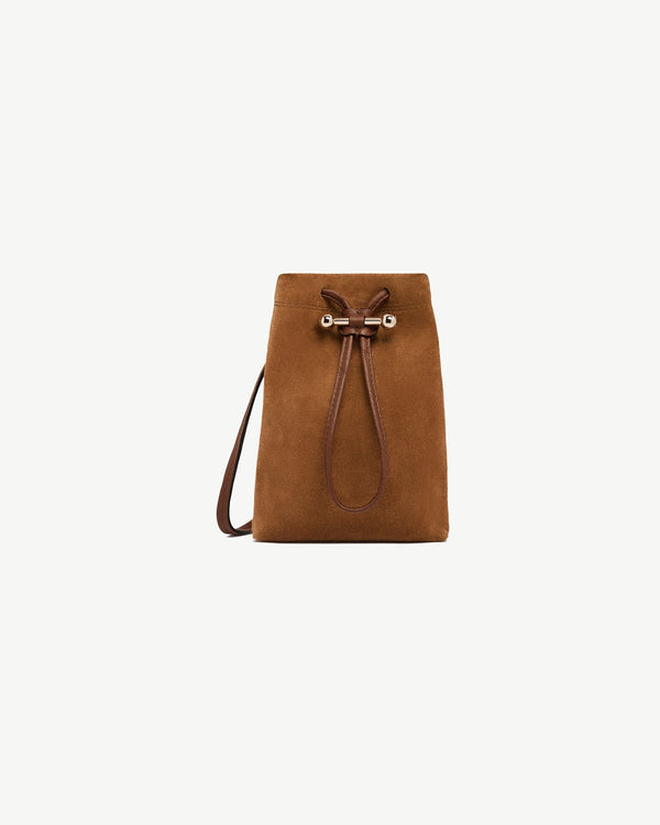 Strawberry Osette Midi Pouch - Tan Suede