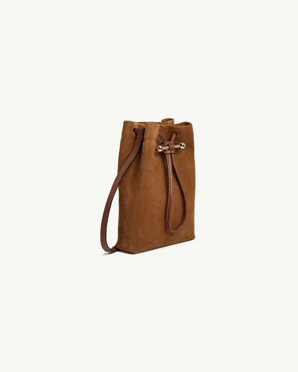 Strawberry Osette Midi Pouch - Tan Suede