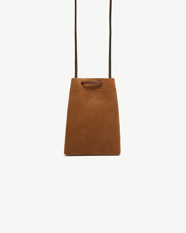 Strawberry Osette Midi Pouch - Tan Suede