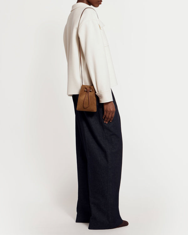 strawberry Osette Midi Pouch - Tan Suede