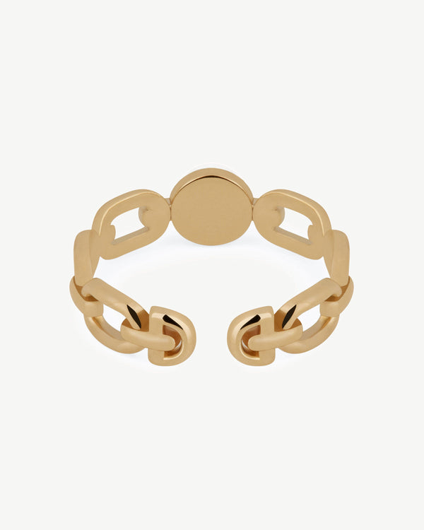 Strawberry Pearl Link Ring - 22 Carat Gold Gilded