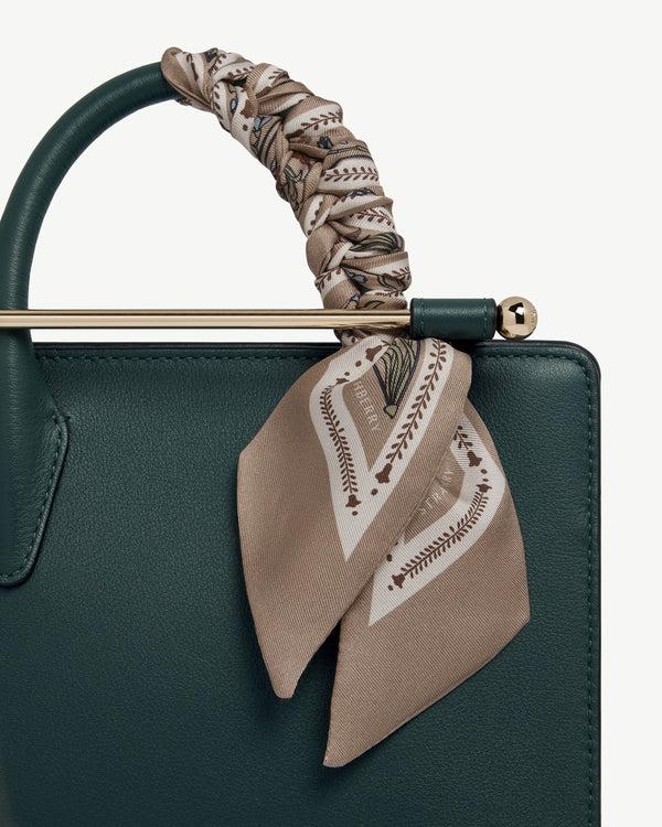 strawberry Silk Skinny Scarf - Geometric Caramel