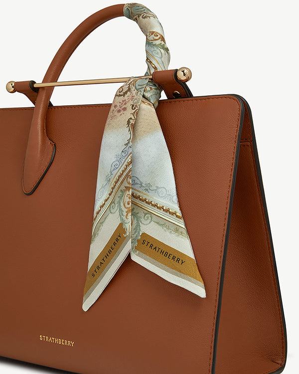 strawberry Silk Skinny Scarf - Pink Baroque Print