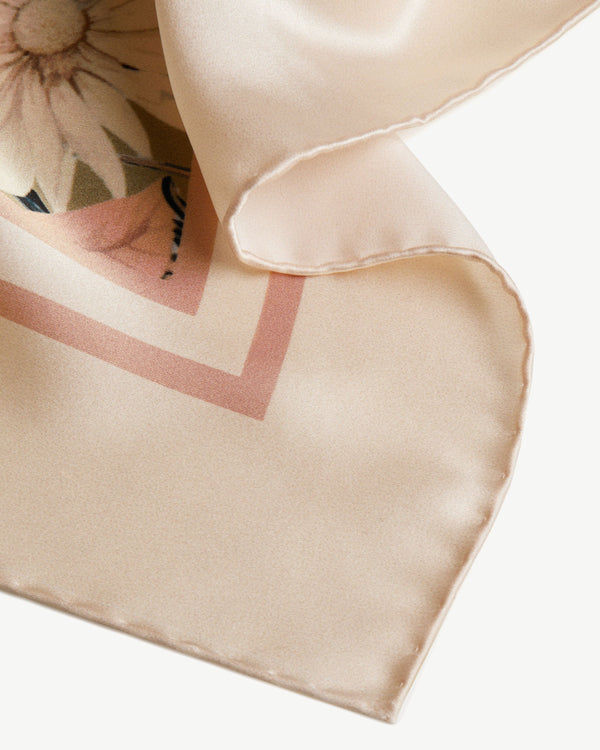 Strawberry Silk Square Scarf - Autumn Floral Print