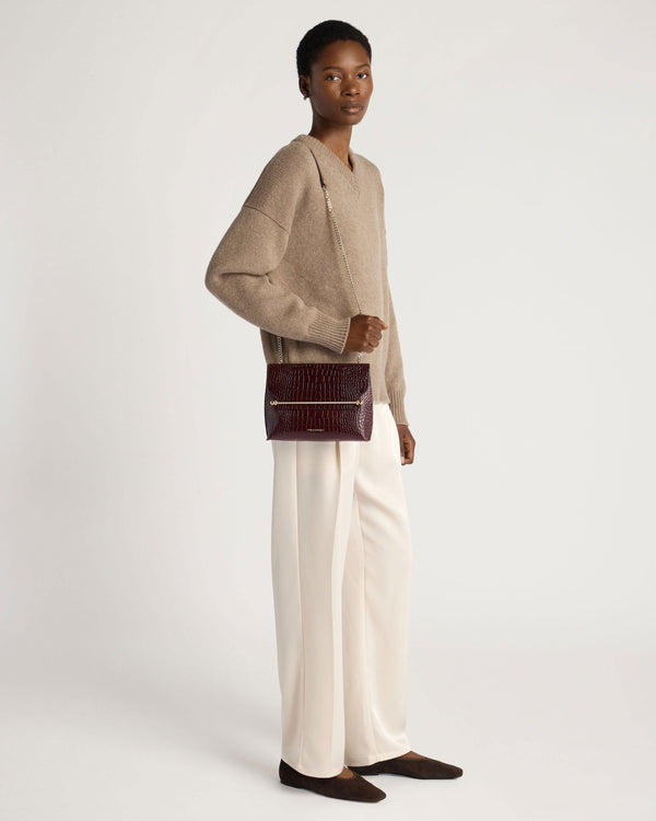 strawberry Stylist - Croc-Embossed Leather Burgundy