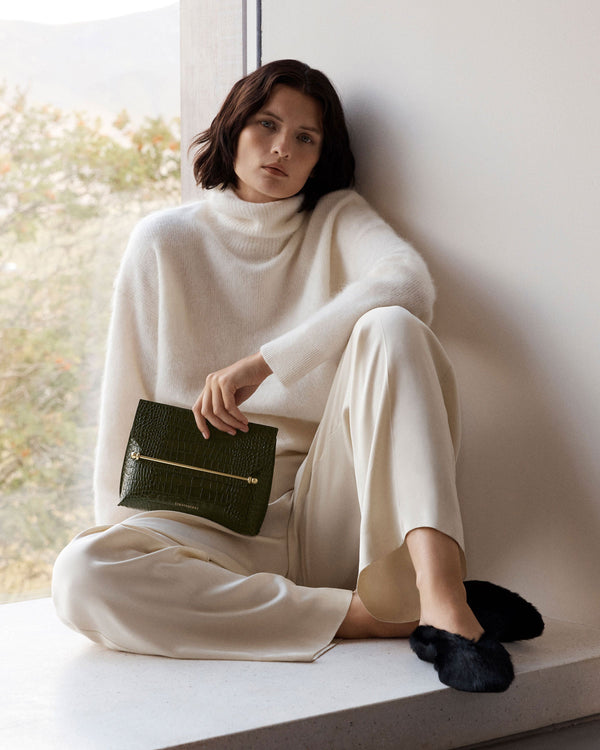 strawberry Stylist - Croc-Embossed Leather Forest