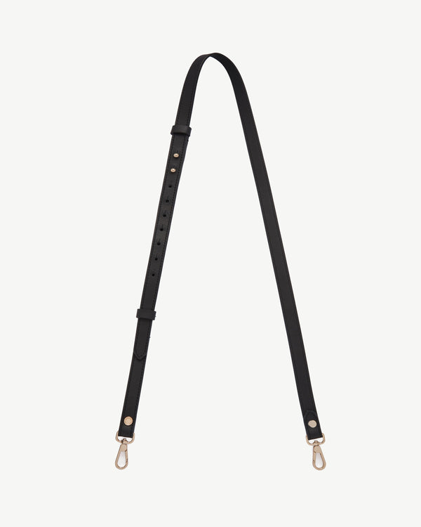 Strawberry Thin Adjustable Leather Strap - Black