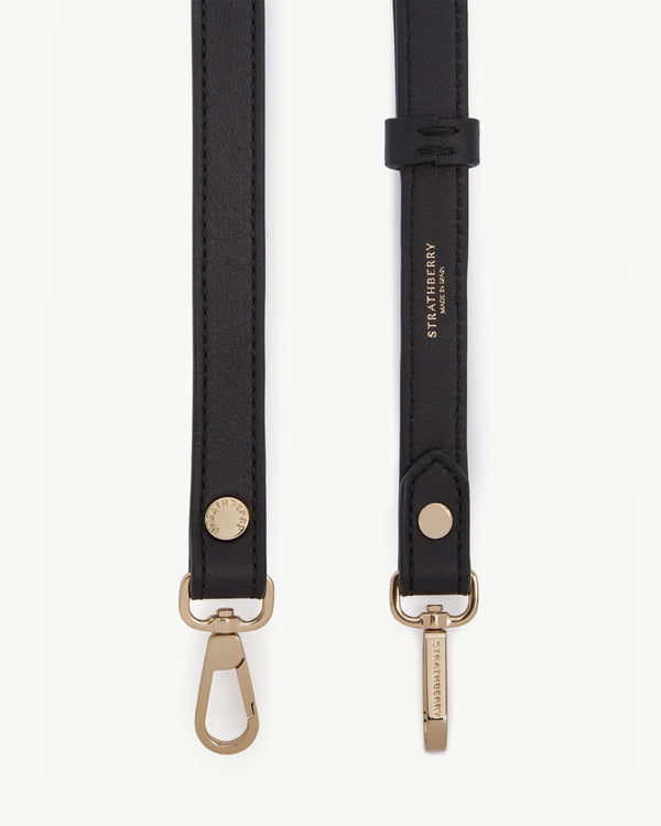 strawberry Thin Adjustable Leather Strap - Black