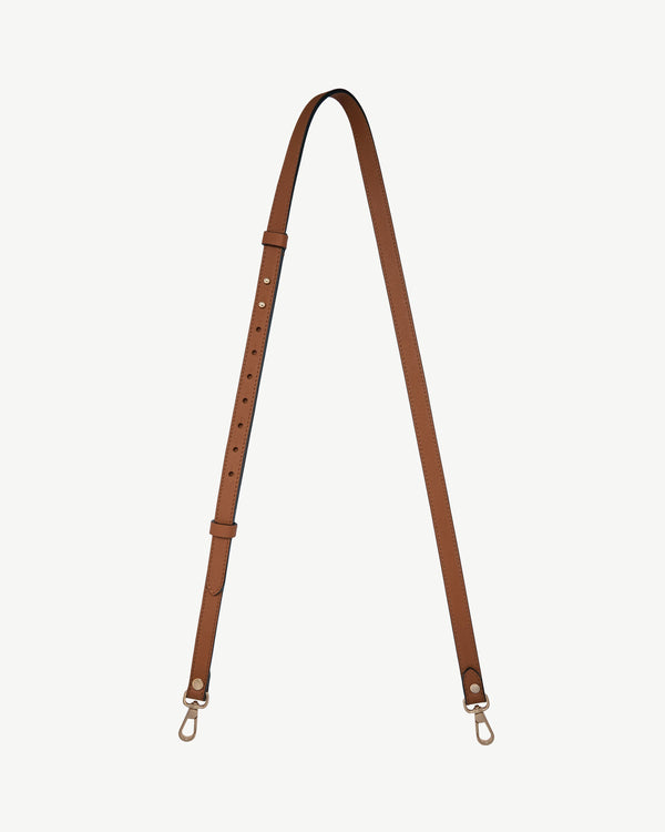 Strawberry Thin Adjustable Leather Strap - Chestnut