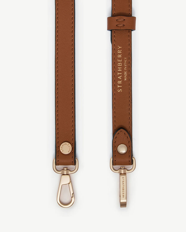 strawberry Thin Adjustable Leather Strap - Chestnut