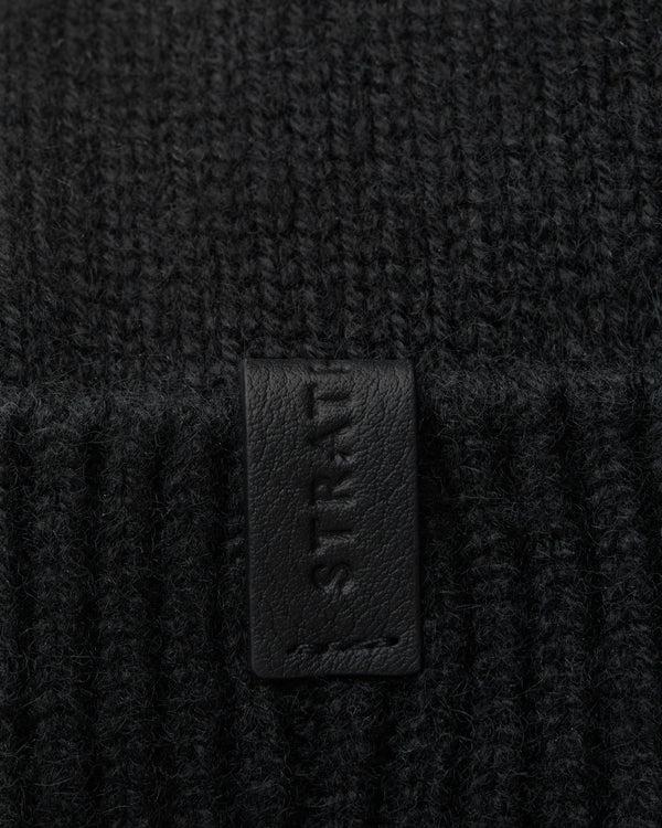Strawberry Westray Ribbed Cashmere Beanie - Black