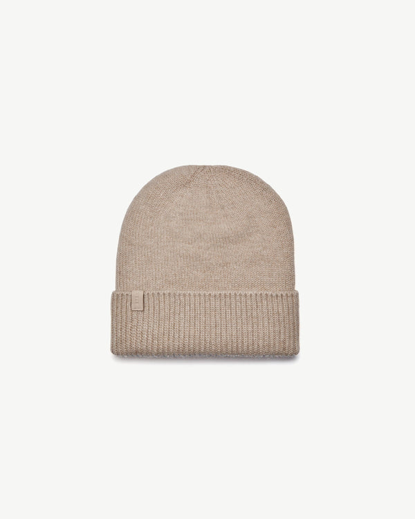 Strawberry Westray Ribbed Cashmere Beanie - Oat