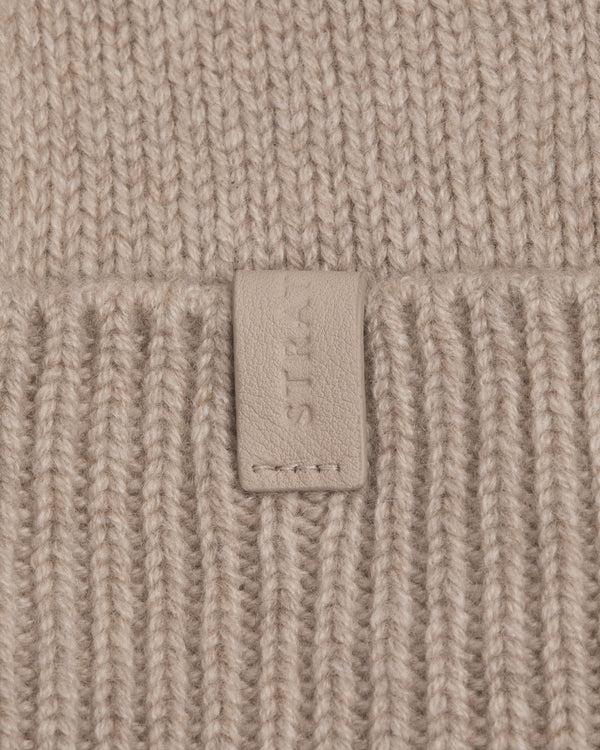 Strawberry Westray Ribbed Cashmere Beanie - Oat