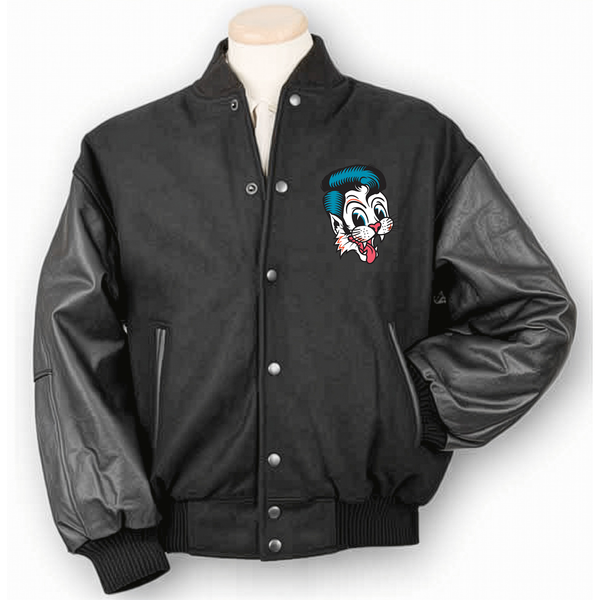Stray Cats Blue Hair Cat Logo - Varsity Jacket