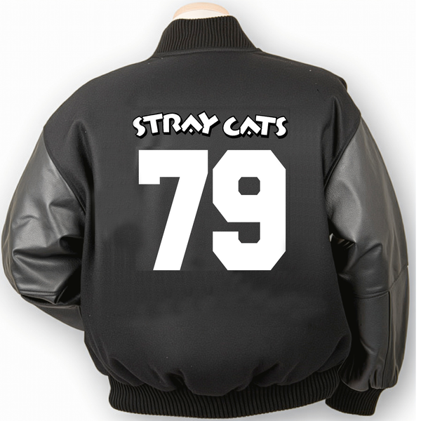 Stray Cats Blue Hair Cat Logo - Varsity Jacket