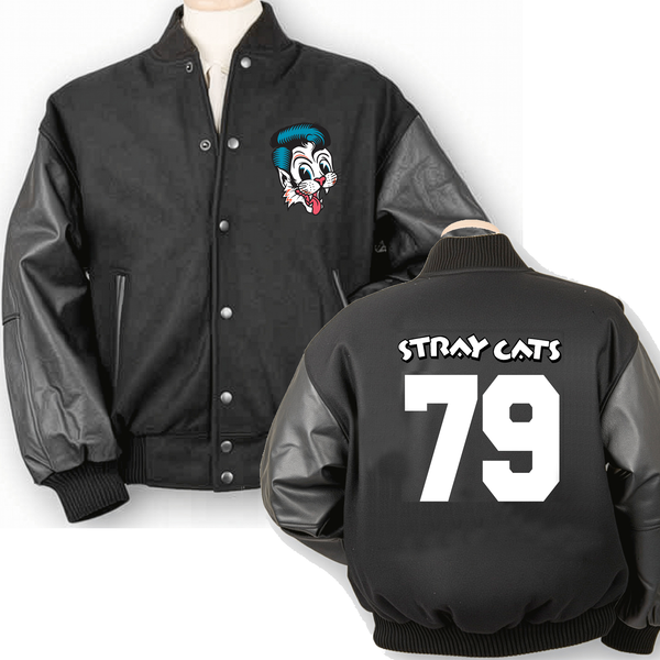 stray cats Blue Hair Cat Logo - Varsity Jacket
